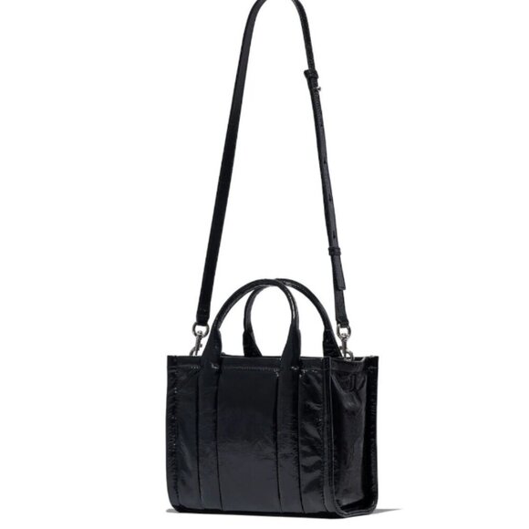 NWT! NEW! Marc Jacobs The Mini Tote Bag Crinkle Shiny Patent Leather Bla… - Picture 5 of 9